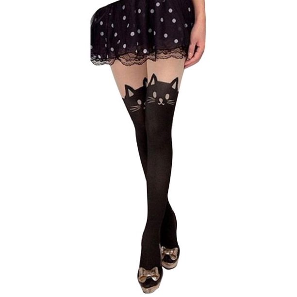 EQWLJWE Women Cute Cat Tail Leggings Catoon Socks Sexy Sheer Pantyhose
