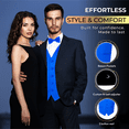 thumbnail image 3 of Oliver George 2pc Men's Solid Formal Suit Vest Waistcoat Tuxedo Dress Vest and Bowtie Set for Suit or Tuxedo Royal Blue Large, 3 of 5