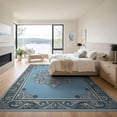 thumbnail image 3 of ODIKA 9'x12' Washable Area Rug Non-Slip, Chair-Friendly Farmhouse Medallion With Transitional Scroll Frame Abstract Modern Refined for Dining Room, Basement, Large Office, 3 of 7