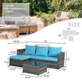 thumbnail image 2 of Aukfa Outdoor Patio Furniture Set - L shape Wicker Sectional Sofa with Coffee Table - Light Blue Cushions, 2 of 9
