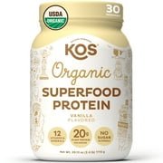 KOS Organic Plant Based Protein Powder, Vanilla, 20g Protein, 2.4lb