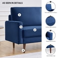 thumbnail image 4 of HomeStock Retro Renaissance 57 " Wide Upholstered Two Cushion Loveseat with Square Arms in Blue Velvet, 4 of 9