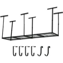 EastVita Overhead Garage Storage Rack 4x6 FT, Steel Ceiling Shelves 330lb Capacity, Height Adjustable 22-40 Inches, Space-Saving for Attic Basement Shed (4 Posts)