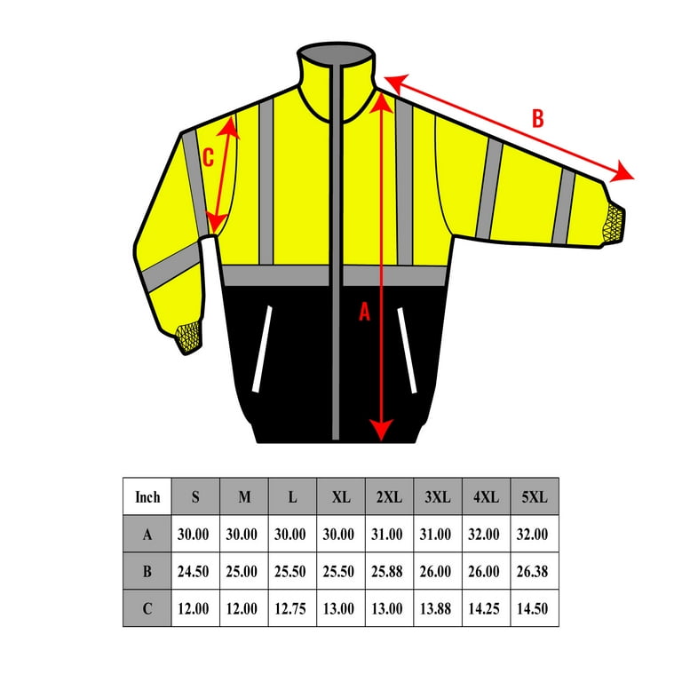 TCCFCCT Work Jackets for Men, Class 3 Hi Vis Reflective Safety Jackets for Men, Waterproof High Visibility Winter Bomber Rain Jacket for Mens