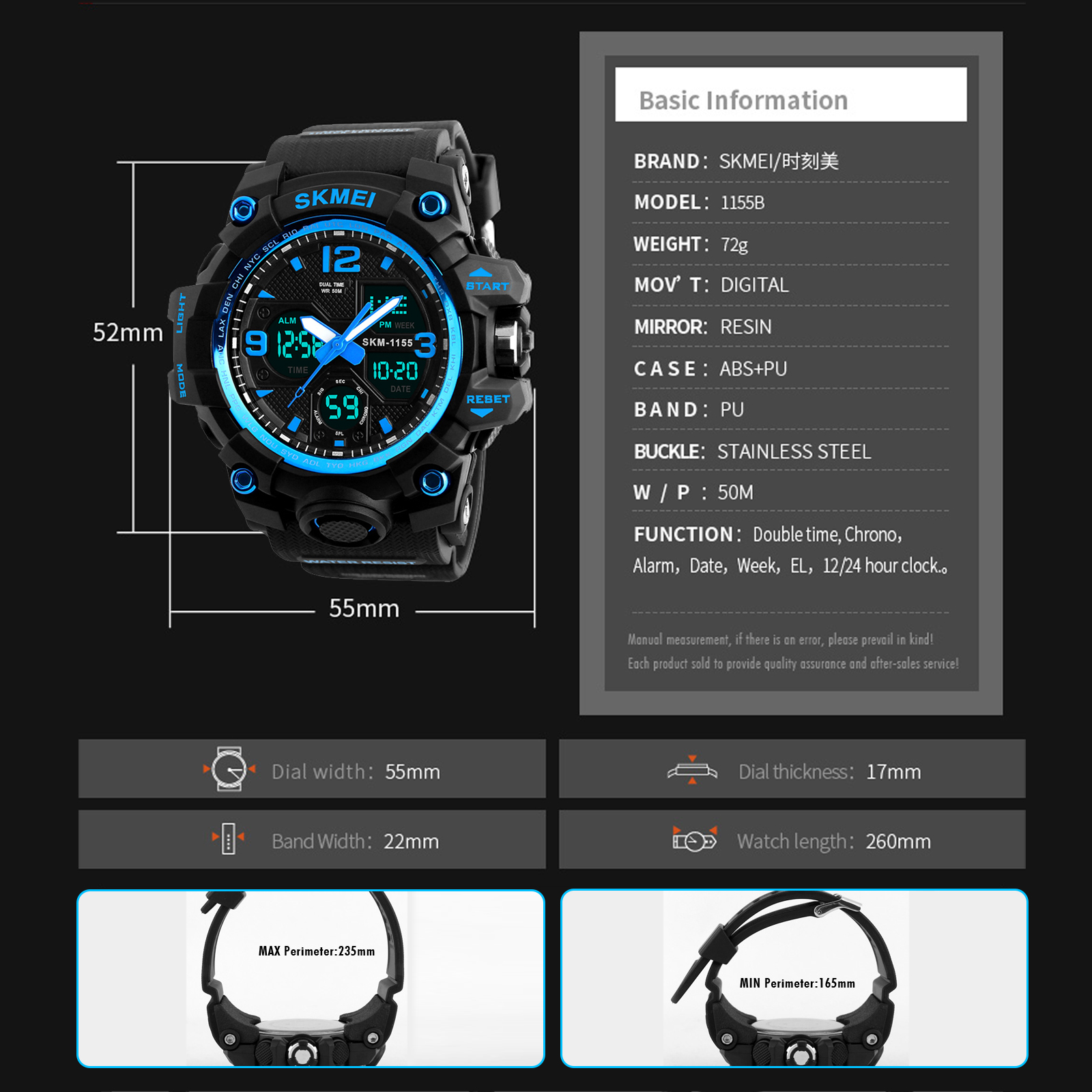 SKMEI Men's Digital Sports Watch Waterproof Blue photo 8