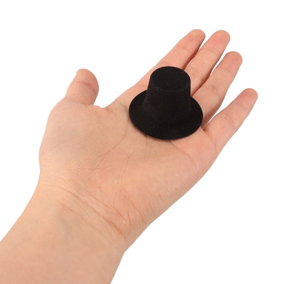 SEWOART 20Pcs Miniatic Top Hat Black Felt Cap for Dollhouse Craft Projects