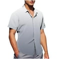 thumbnail image 1 of Pisexur T Shirts for Man , Chemise Blouse à Manches Courtes Boutonnée à Col Rabattu Imprimée Décontractée pour Homme Gris, 2TG Chemises de Golf pour Hommes et Chemises pour Hommes, 1 of 7