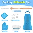 thumbnail image 3 of 11 Pcs Kids Aprons for Girls Boys, Kids Cooking and Baking Sets, Chef Hat Apron Pretend Play Set for Toddlers Age 3-8, Blue, 3 of 7