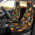 thumbnail image 2 of Honeii Halloween Skull Print Car Seat Covers 2 Pieces, Full Set Universal Seat Covers for Cars, Waterproof Auto Seat Protectors, 2 of 7