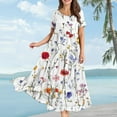 thumbnail image 2 of WTOBBY Women Casual Loose Bohemian Floral Short Sleeve Long Maxi Summer Beach Swing Dress for Festivals Vacation and Boho Chic Look,White M, 2 of 5
