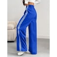 thumbnail image 2 of Women's Side Stripe Wide Leg Track Pants, Elastic Waist Loose Fit Sweatpants for Gym, Workout, Everyday & Athleisure Wear, 2 of 6