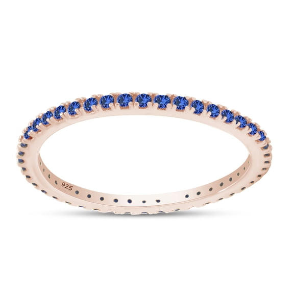 AFFY Simulated Blue Sapphire Full Eternity Band Ring 14k Rose Gold Over Sterling Silver-8