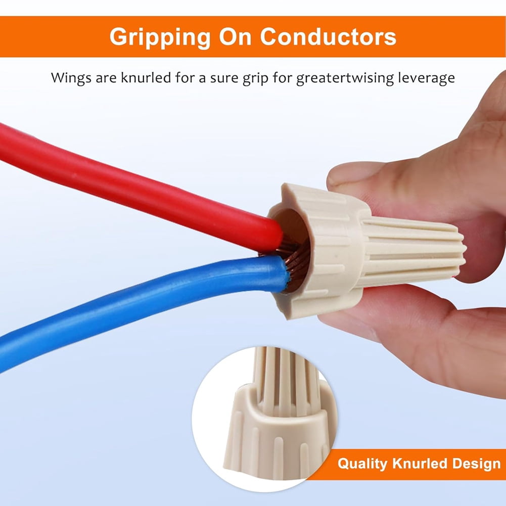 HOT Tan , Winged Wire End Connector Cover, Nut 18-8 AWG, HSP13 Type Screw Terminal for Connecting Electrical Wiring