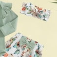 thumbnail image 6 of CAUYDY Newborn Baby Girl Clothes Long Sleeve Ruffle Romper Pants Hat Headband 4PCS Outfits Set for Infant 0-3M 3-6M Preemie Girls Fall Winter Spring Summer (Sizes 0-3 Months,Green), 6 of 7