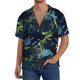 thumbnail image 1 of Balery Cartoon Dinosaur Camisa Casual de Manga Corta con Botones para Hombre, Texturizada, Estilo Cubano, para Playa, Verano-Large, 1 of 5