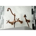 thumbnail image 3 of Kingston Brass KS124AXBSAC Heritage Double-Handle Wall-Mount Bridge Kitchen Faucet with Brass Sprayer, Antique Copper, 3 of 8