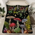thumbnail image 2 of Manfei Wild Mushroom Twin Sheet Sets, Botanical Plant Twin Fitted Sheet, Vintage Embroidery Style Flat Sheet, Microfiber Bedroom Decor 3pcs, 2 of 7