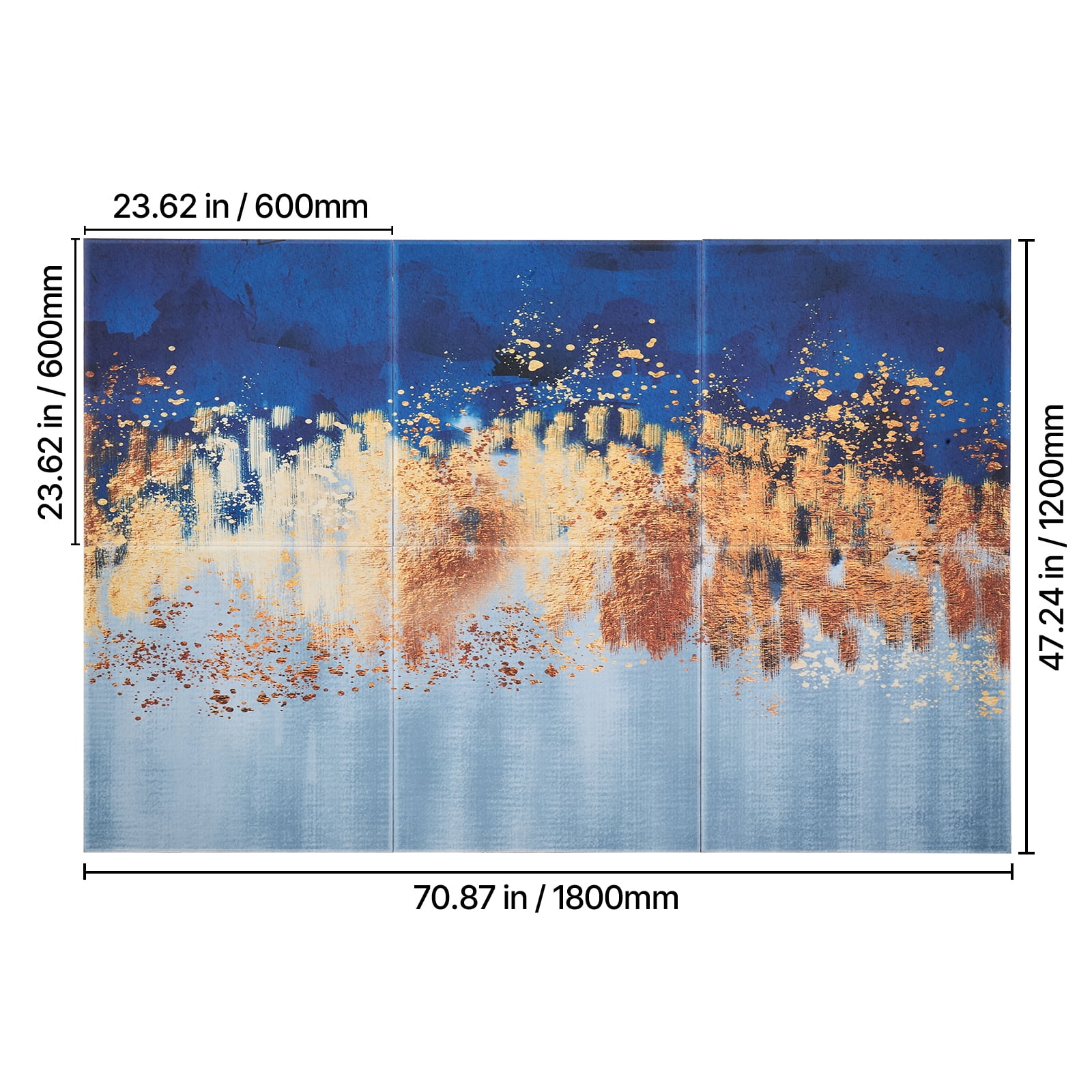 KFFKFF Set of 6 Artistic Acoustic Panels, Dimensions 70.87 x 47.24 x 0.4 inch, Wall-Mounted Soundproof Tiles, Stick-On Decorative Noise Reduction Boards for Household, Workspace, Recording Studio