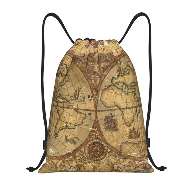 Fotbe World Map1 Bolsa Mochila con Cordón Estampada, Bolsa de Gimnasio Deportiva, Bolsa Cinch, Bolsa con Cordón para Hombres y Mujeres-Small