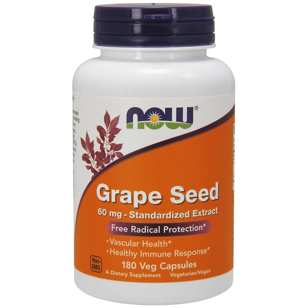 NOW Supplements, Grape Seed 60 mg Standardized Extract, Vascular