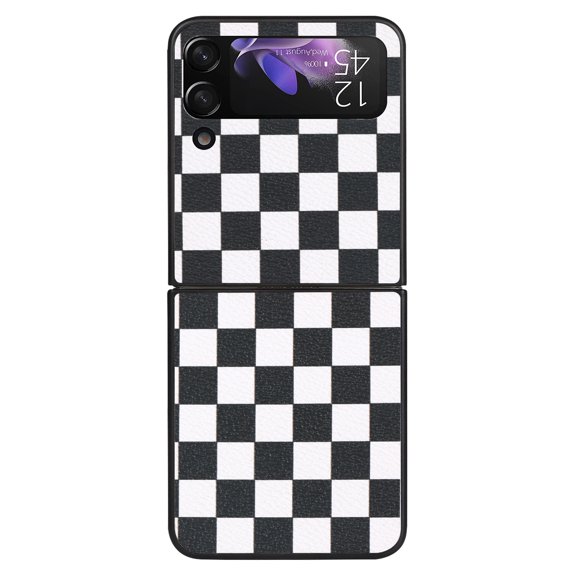 For Samsung Galaxy Z Flip 3 5G Cover Shockproof Luxury Leather lattice Folding Case Cover