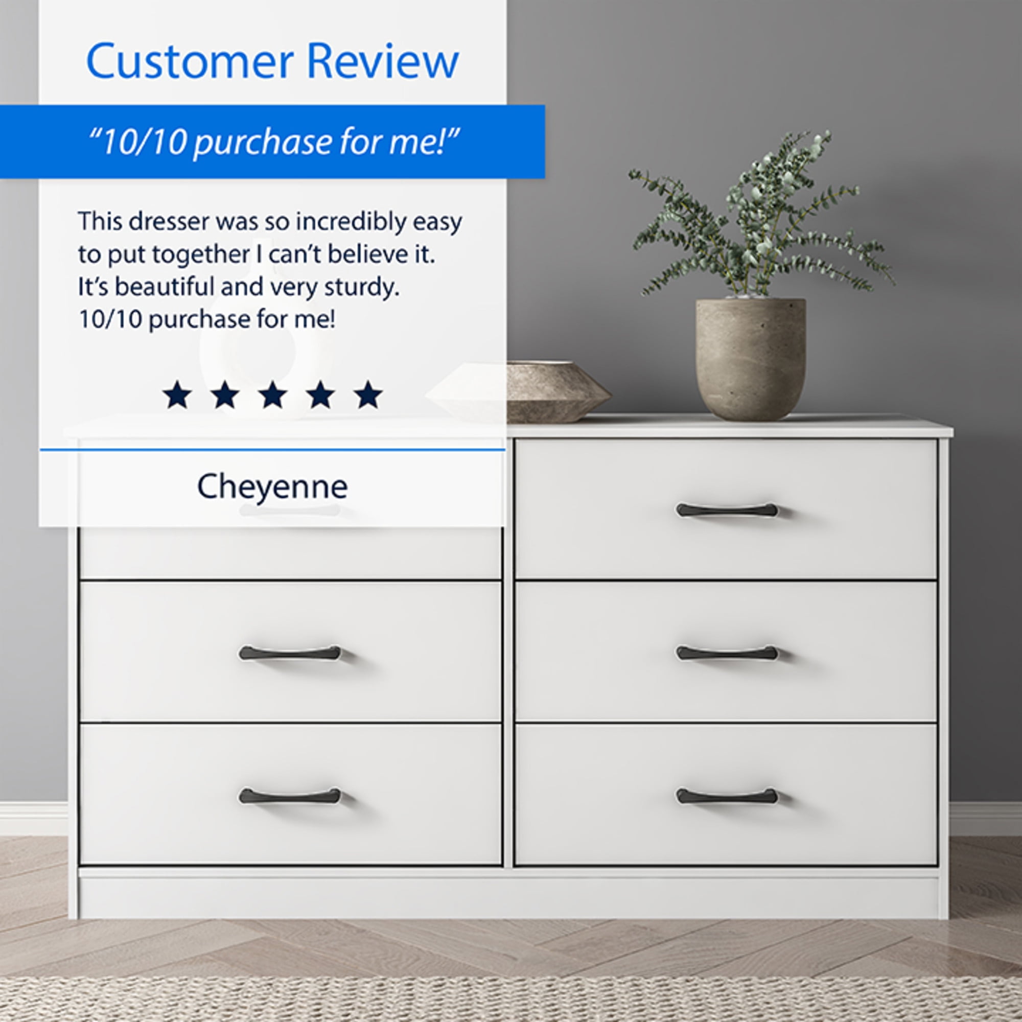 mainstays classic 6 drawer dresser white finish Mainstays Classic 6 Drawer Dresser, White