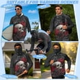 thumbnail image 5 of SEANATIVE Men's UV Protection Sun Hoodie Long Sleeve Fishing Tops Hiking Running Shirt Multi-Use Outdoor Sports Casual Top Summer Fall Outfits for Men, S, Skull Crow Rose Red Black, 5 of 7