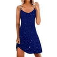 thumbnail image 1 of Prolriy Robes de Cocktail pour Femmes, Robe à Bretelles en Diamant Chaude pour Femmes Robes de Bal 2025 Robes pour Femmes Bleu Foncé L, 1 of 4