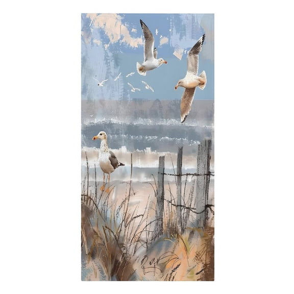 RKSupls Seagulls Beach Fence Sketch Microfiber Beach Towel Absorbent Compact Towels for Swimming Pool Beach Travel Things for Vacation Essentials Adult Gift,61.4×30.3Inch
