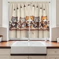 thumbnail image 2 of Ambesonne Cat Kitchen Curtains, Kawaii Kitty Guitarists Band, 55"x24", Grey Orange and Pale Tan, 2 of 3