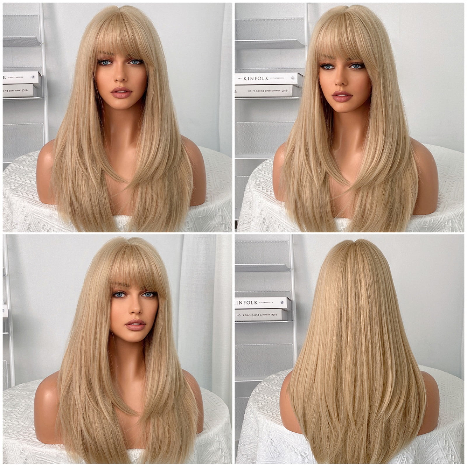 Adakot Blonde Wigs for Women, Long Straight Women's Lace Front Wigs Natural Hair Color