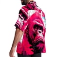 thumbnail image 3 of Pink Monkey Gorilla Men's Short Sleeve Printed Button Down Hawaiian Beach Shirts, 3 of 6