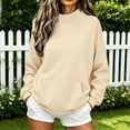 thumbnail image 4 of Mock Neck Sweatshirts for Womens Oversized Pullover Long Sleeves Top Lightweight Fall Shirt with Kangaroo Pocket Cute Teen Girl Clothes, 4 of 6