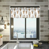 Yayeee Kitchen Valance Rod Pocket 54" x 18" Living Room Window Curtain, Cartoon Ice Cream Pattern