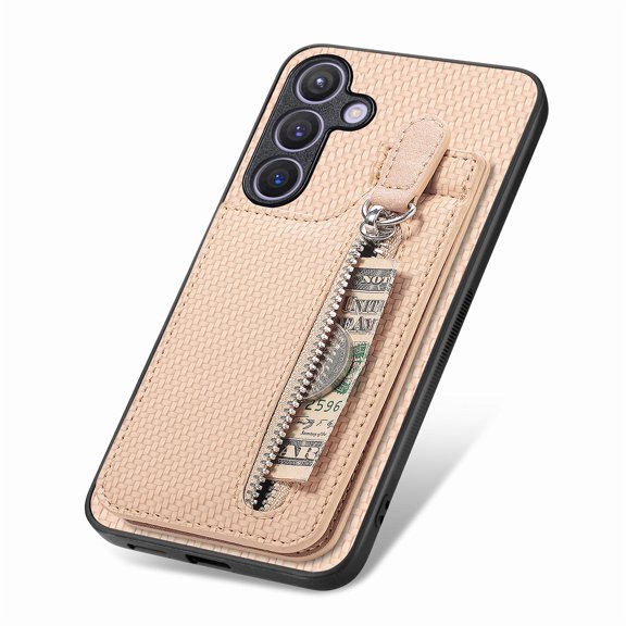 ELEHOLD Wallet Phone Case for Samsung Galaxy A15 Durable Shockproof Cover with Flip Card Holders Zipper Pocket Kickstand designed for Samsung Galaxy A15,(Khaki)
