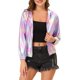 thumbnail image 1 of Chaqueta Brillante de Mujer INSPIRE CHIC de Manga Larga Ligera con Cremallera y Capucha Metálica S Púrpura Holográfica, 1 of 7