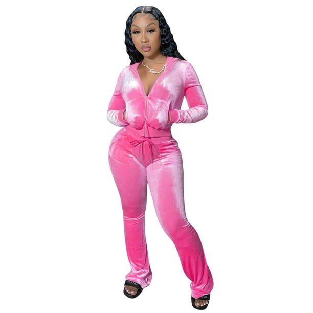 flared velour tracksuit
