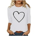 thumbnail image 3 of VKOYWKM Valentine's Day Heart Tops for Women Cute Love Heart Print T-Shirts Holiday Crewneck Tops Casual 3/4 Sleeve T Shirts Valentine Gift Top Spring Fashion, 3 of 6