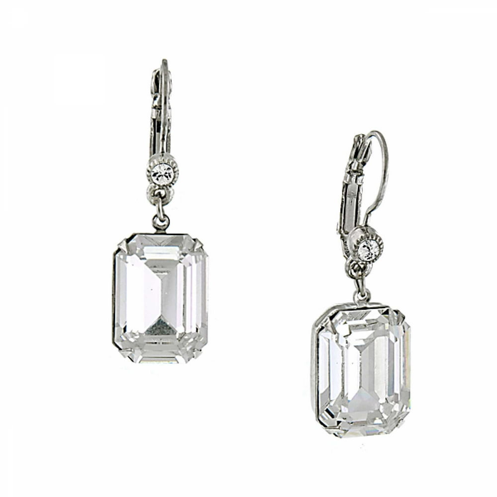 1928 Jewelry - Zarina Crystal Emerald Cut Earrings - Walmart.com