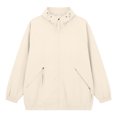 thumbnail image 5 of Women's Waterproof Softshell Jacket with Hood Fleece Lined Warm Light Raincoat for Outdoor Hiking Beige M(M), 5 of 9