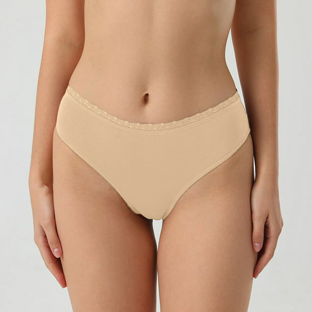 B91xZ Women's Plus Cotton Hipster Panties Plus Size Breathable Cotton-Mesh  Brief Underwear,Beige S
