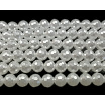 8mm Pearl White Faceted Round Glass Beads ForJewelry Making
