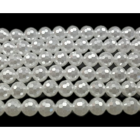 8mm Pearl White Faceted Round Glass Beads ForJewelry Making