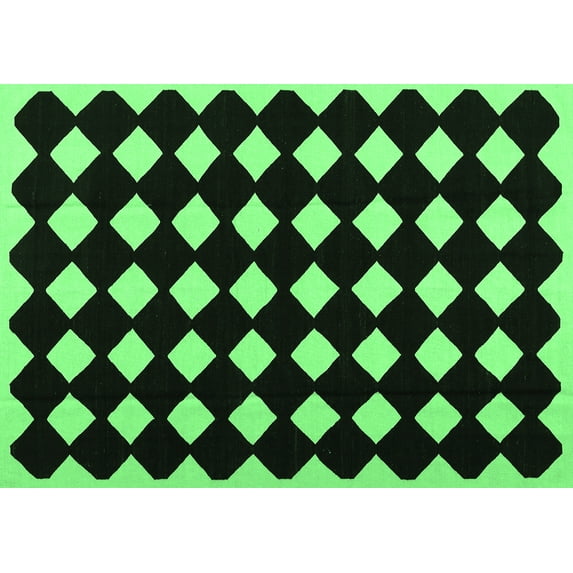 Ahgly Company Indoor Rectangle Abstract Emerald Green Contemporary Area Rugs, 5' x 7'