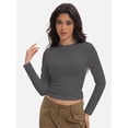 thumbnail image 5 of Womens Long Sleeve Shirts Basic Crop Tops Going Out Fall Fashion Underscrubs Layer Slim Fit Tops, 5 of 6