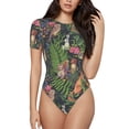 thumbnail image 1 of Balery Forest Animals And Plants Body de cuello redondo de manga corta para mujer Tops de manga corta Tops básicos-Large, 1 of 7