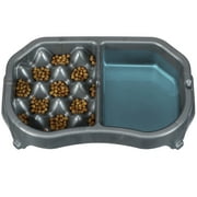Neater Pet Brands Neater Slow Feeder Double Diner Food and Water Bowl - Improves Digestion, Stops Obesity, and Slows Down Eating, Gunmetal