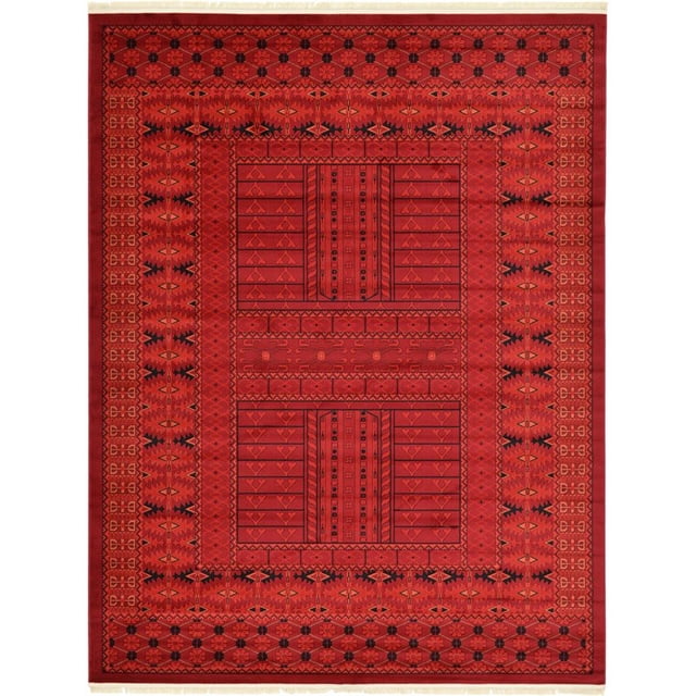 Unique Loom Tekke Over-Dyed Torkaman Area Rug 9' x 12' Rectangle Red/Black
