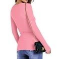 thumbnail image 4 of Fantaslook Fitted Long Sleeve Shirts for Women Stretch Casual Basic Tops Crewneck Ribbed Tees Shirts, 4 of 8