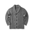 thumbnail image 5 of CVLIFE Men Coat Shawl Collar Outwear Long Sleeve Cardigan Sweater Ribbed V Neck Jacket Open Front Dark Gray L, 5 of 5